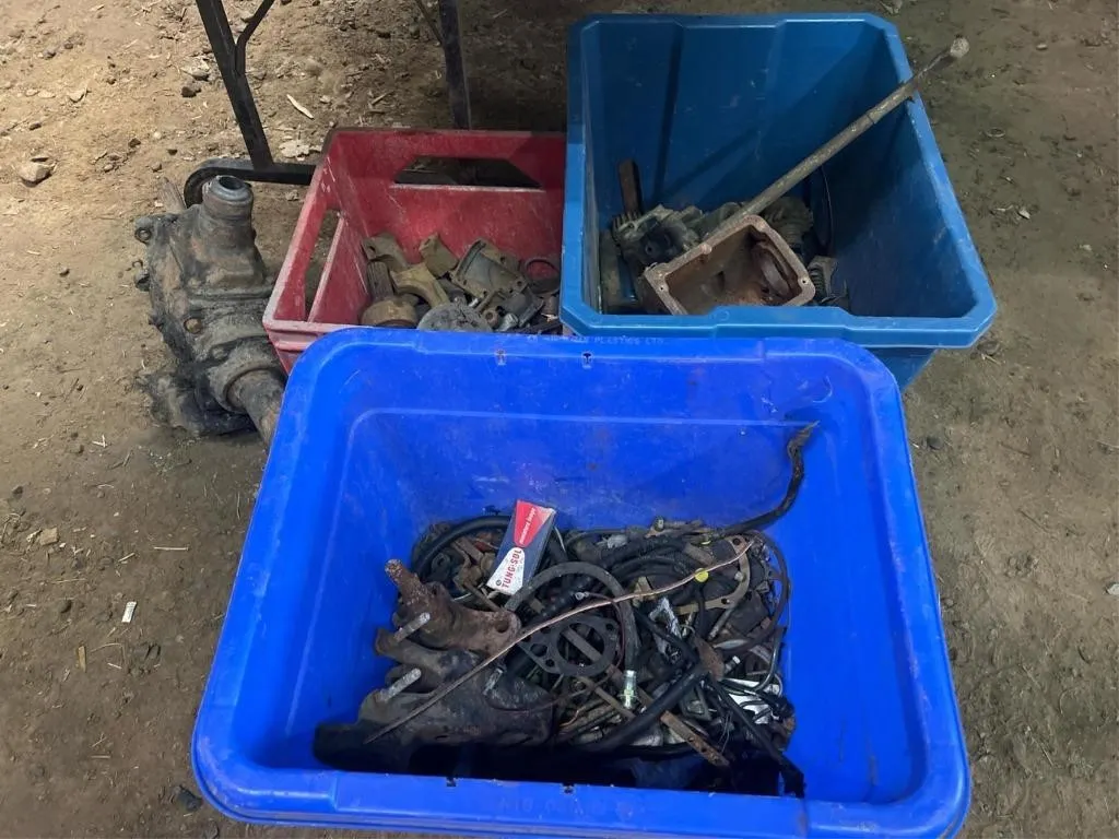 2 bins and crate with Ford model A parts