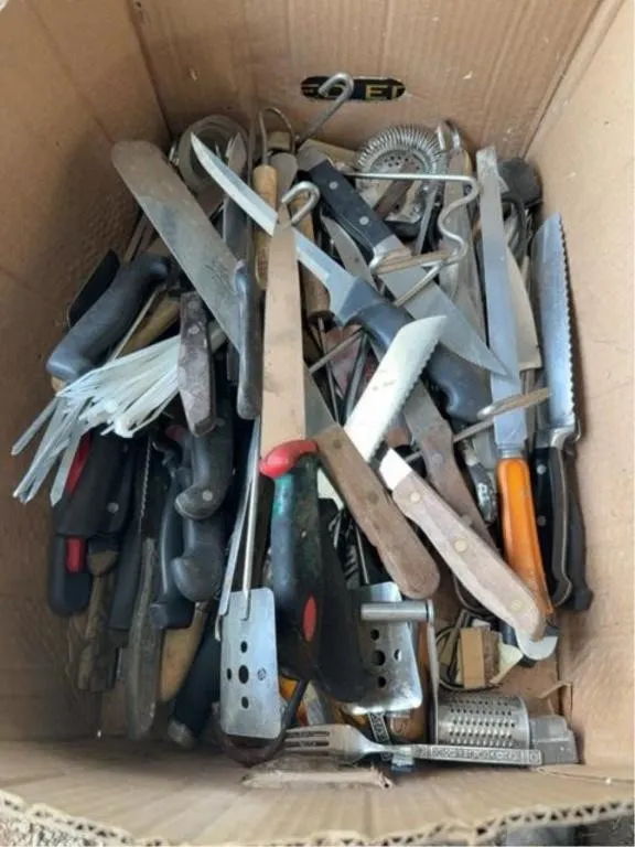 Assorted knives and kicthen utensils