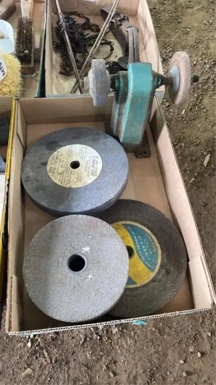 Bench grinder wheel and part to grinder