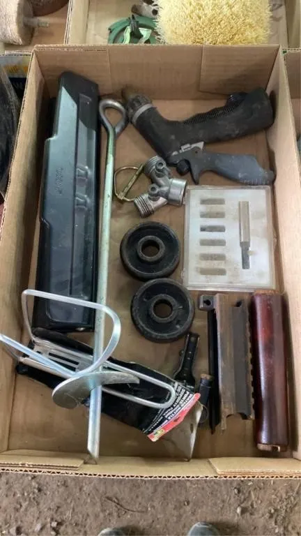 Assorted hose parts, leash anchor, hooks