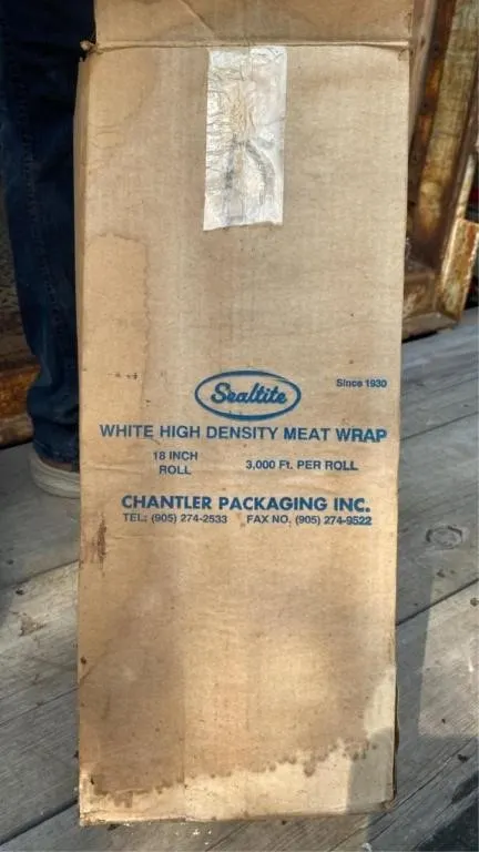 Large roll of white high density meat wrap - 18in
