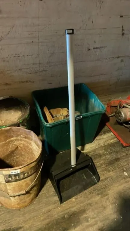 Dust pan with tall handle