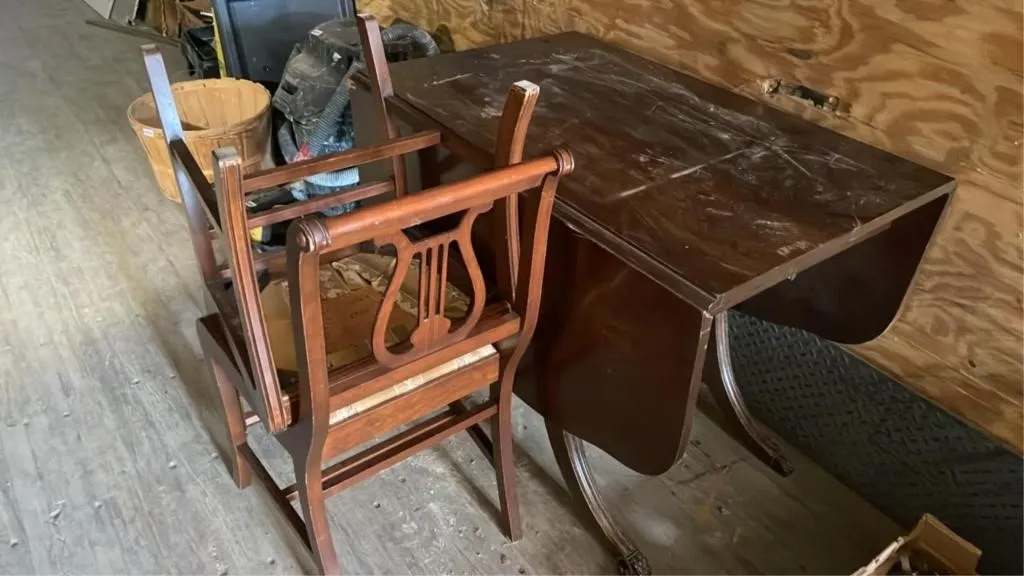 38x60x29in tall wooden table and 2 chairs