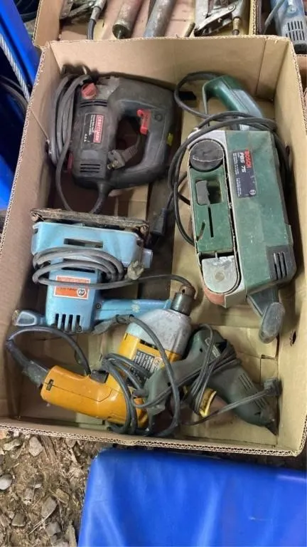 Corded belt sander, drills, sander, jig saw