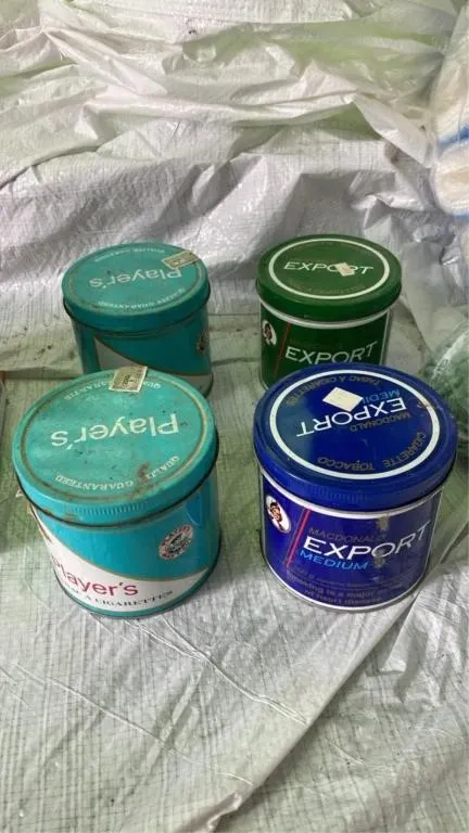 4 vintage empty cigarette tins