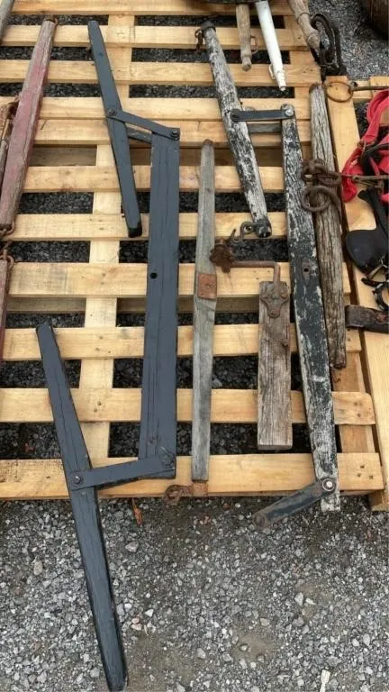 Assorted wooden agricultural tools