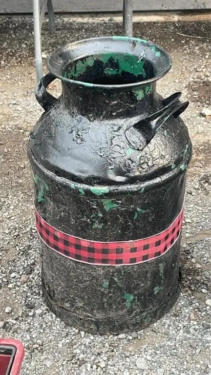 23in tall vintage metal milk can