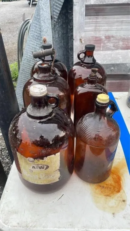 Vintage brown glass jugs
