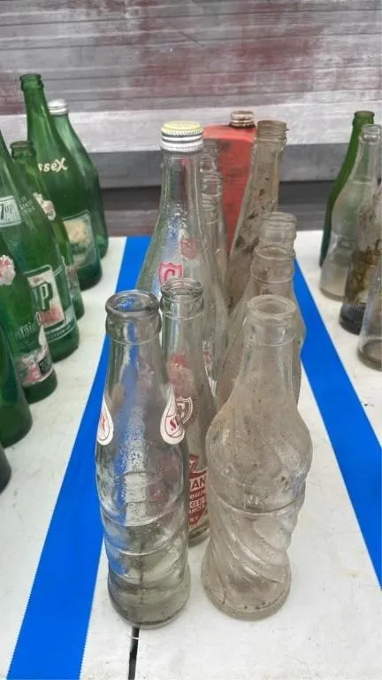 Vintage assorted clear glass bottles
