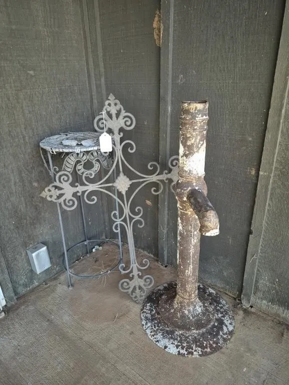 Cast Iron Hand Pump & Decorative Cross