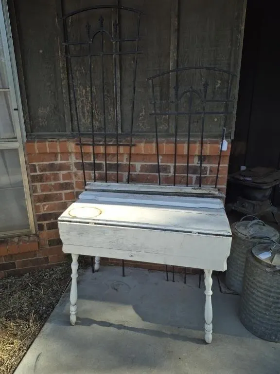 White Drop Leaf Table & Metal Gates