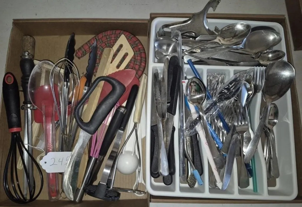 Mixed Lot of Kitchen Utensils and Silverware