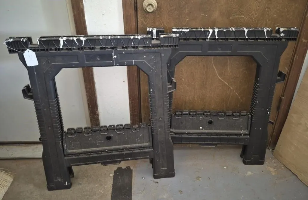 2 - Black Folding Sawhorses