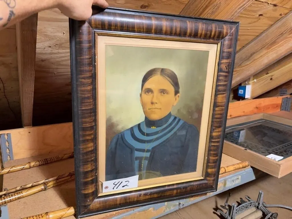 19th Century Hand Colored Portrait & other