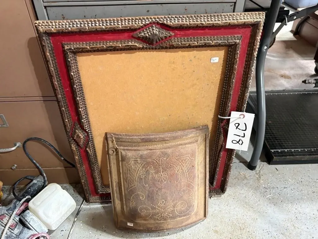 Trench Art Picture Frame & Ornate Stove Door