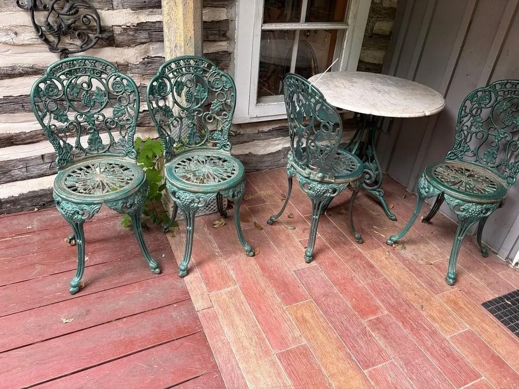 Antique Cast Iron Table & Chairs