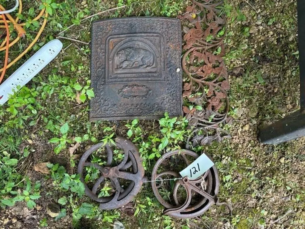 Steel Pulleys, Lion Stove Door & other