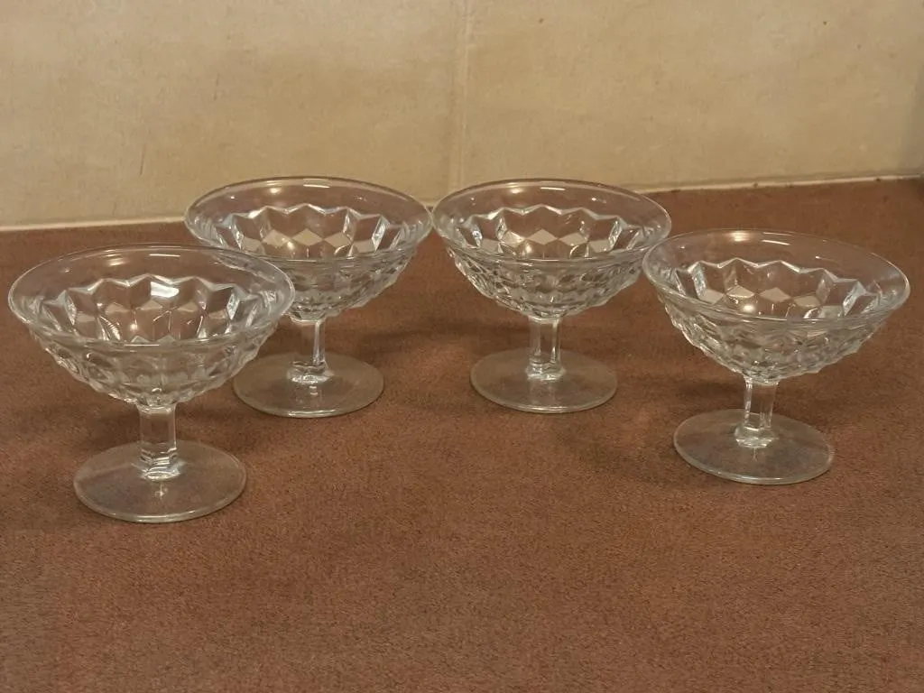 (4) 1940s Fostoria American Clear Low Sherbet