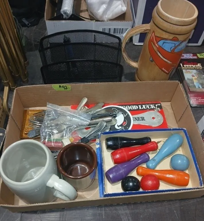 Vintage bundle. 3 mugs, Silver cutlery, Jumbo