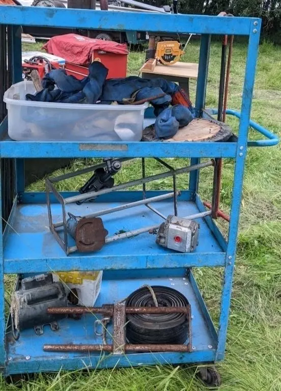 Steel blue 4 shelf shop cart
