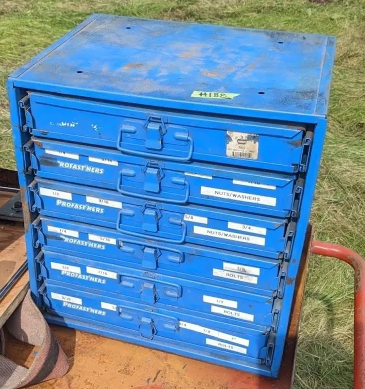 Blue tool cabinet w/ hardware