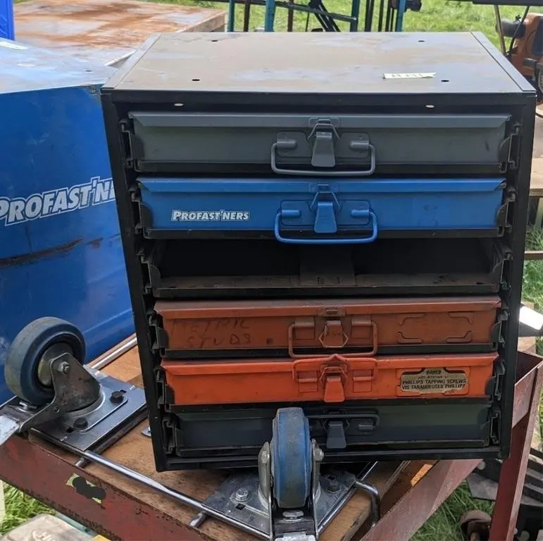 Black tool cabinet w/ hardware