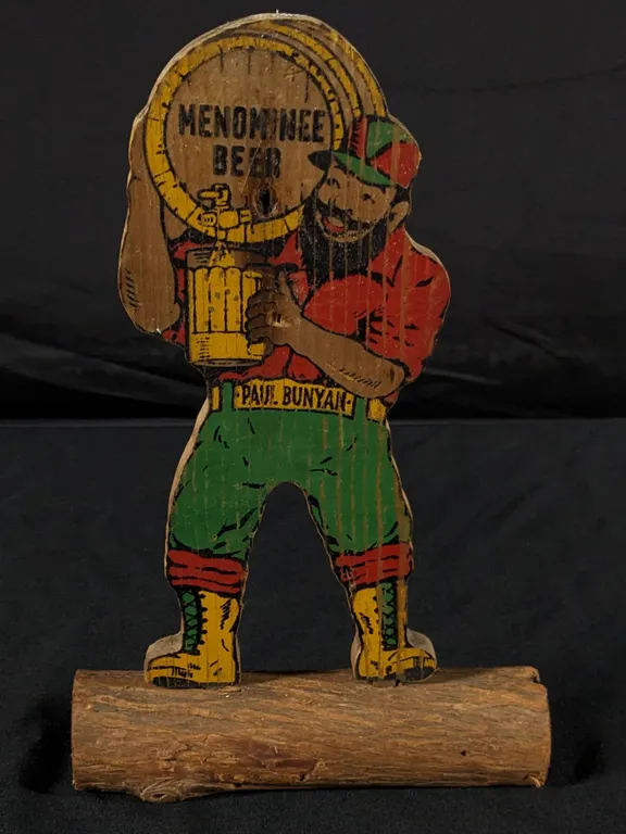 MENOMINEE BEER PAUL BUNYAN WOOD COUNTER TOP SIGN MICHIGAN