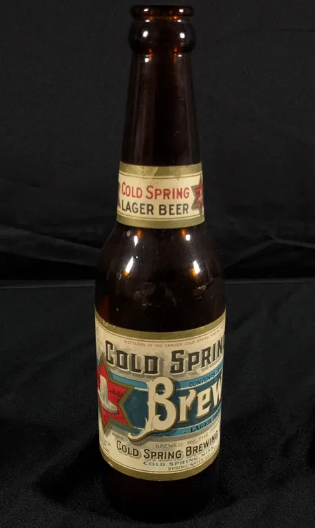 IRTP 12-OZ PAPER LABEL BEER BOTTLE COLD SPRING BREW LAGER BEER MINNESOTA