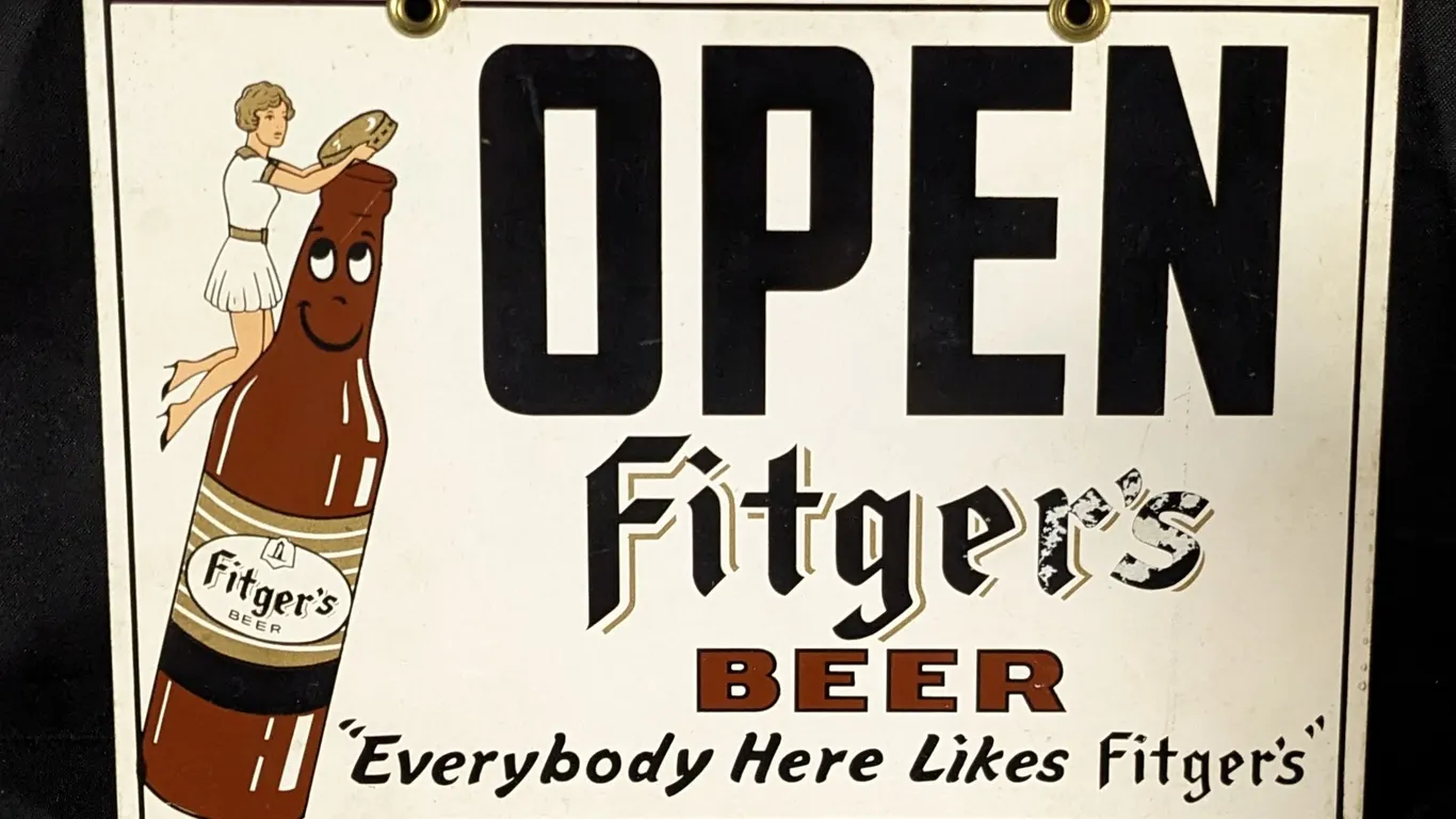 MASONITE SIGN FITGERS BEER OPEN CLOSED SIGN DULUTH MINNESOTA