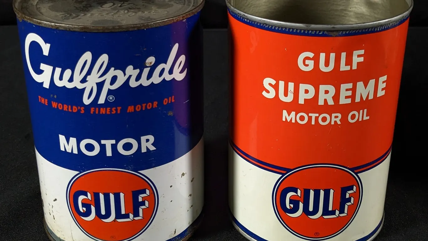 2 QUART OIL CANS GULF GULFPRIDE SUPREME