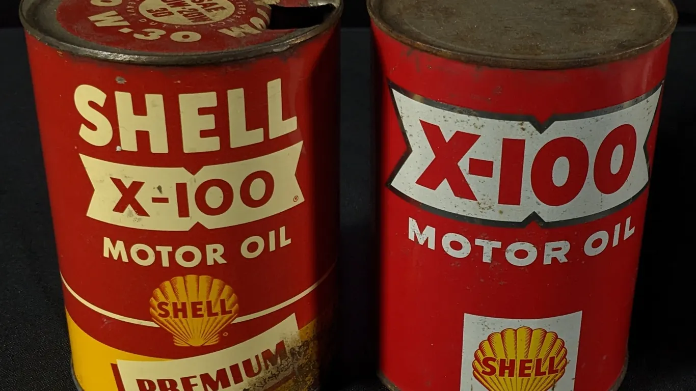 2 QUART OIL CANS SHELL X-100 PREMIUM