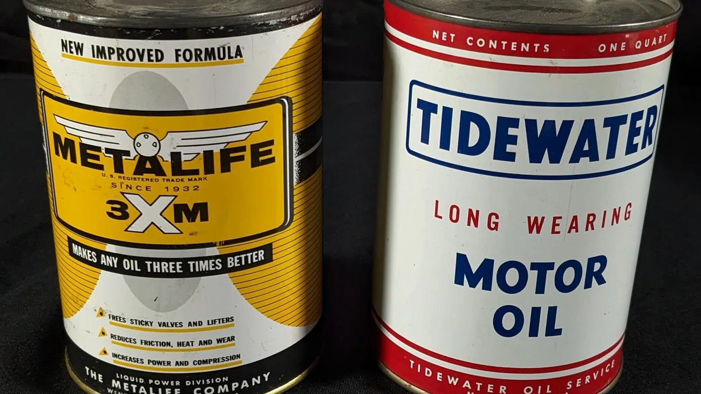 2 QUART OIL CANS TIDEWATER & METALIFE 3XM