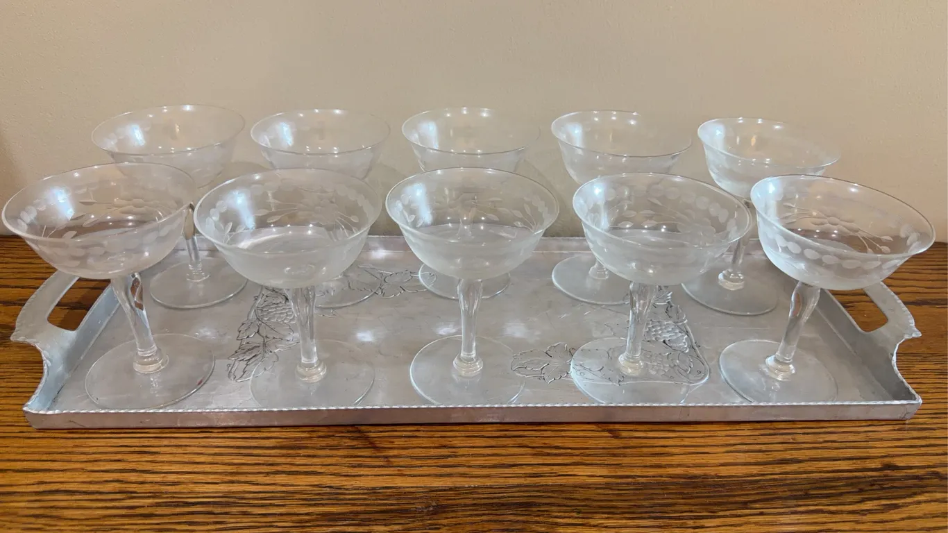 Vintage Crystal Coupe Champagne Glasses