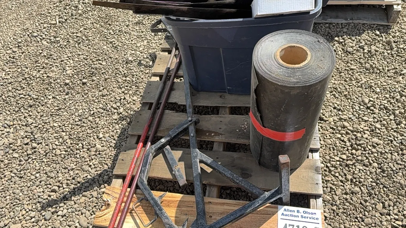 ATV MUFFS, LUGNUTS, CAR MATS, ASSORTED HAND SAW, ROLL OF FABRIC