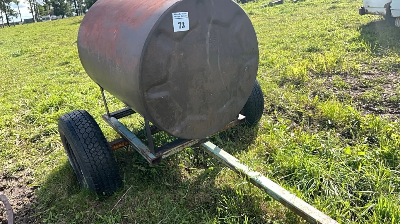 APPROX 200 GAL GAS TANK ON TRAILER