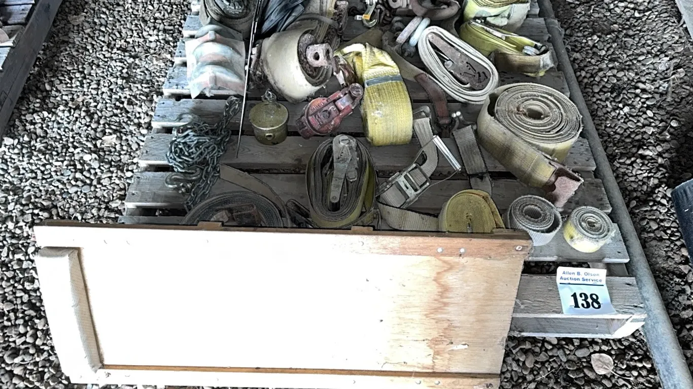 ASSORT RATCHET STRAPS, WINCH STRAPS, GRILL COVERS, CREEPER & MORE