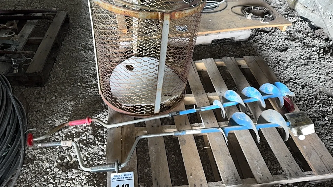 2 - HAND ICE AUGERS 6" & 7" & A SCREEN BASKET