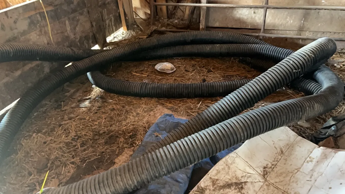 APPROX 50' OF 4" PLASTIC FLEX HOSE