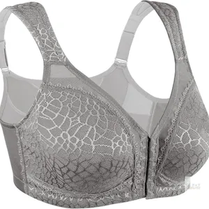 NEW HACI Women’s Front Closure Posture Support Bra, Grey, Size 42DDD