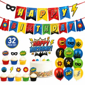 32Pcs Superhero Birthday Party Decorations kit