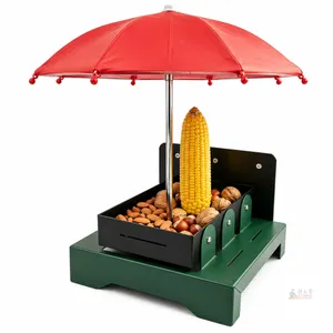 Squirrel Feeders for Outside, Metal Squirrel Feeder with Umbrella Squirrel Picnic Table Feeder