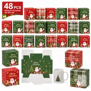 NEW Windyun 48-Pc Christmas Tumbler/Jar Gift Box Set with Ribbons – Merry Christmas Designs