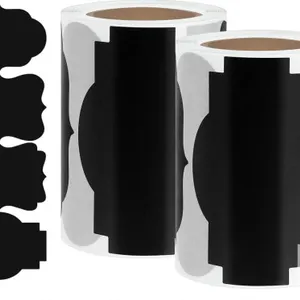 New 2Rolls 2” x 3” Fancy Shape Labels Self Adhesive Blank Stickers Small Jar Label Name Tags Stickers for Home Office Business Uses(Black)