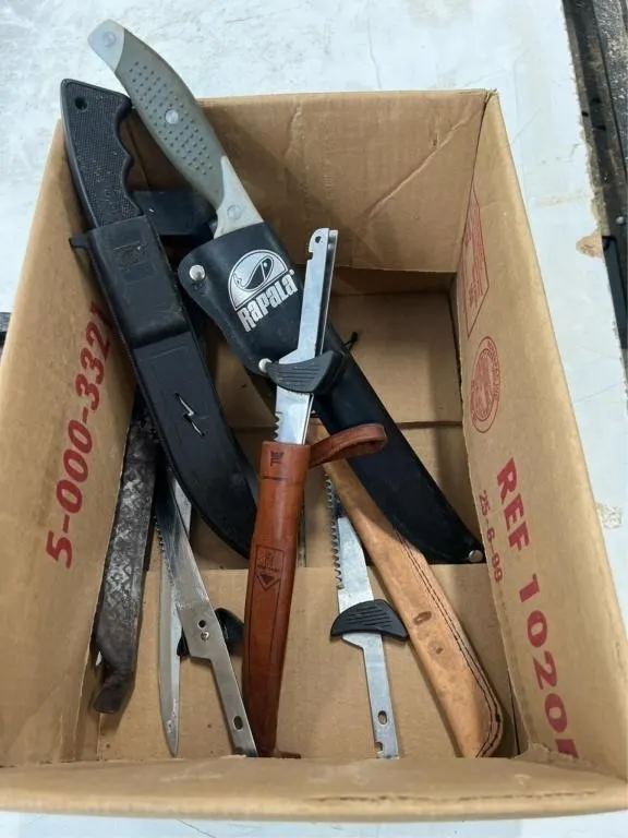 Box of assorted fish filet knives