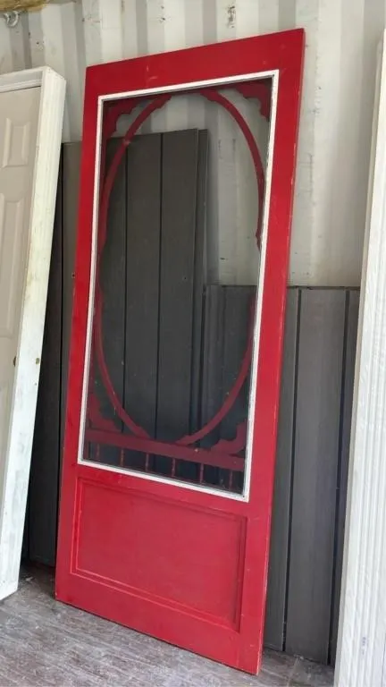 33.25x82in wooden door with screen