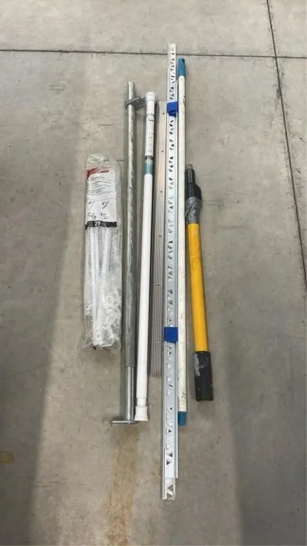 Assorted rack, extensible poles and misc trim