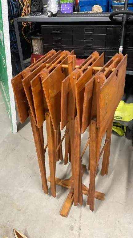 4 Vintage style wooden small tables and stand