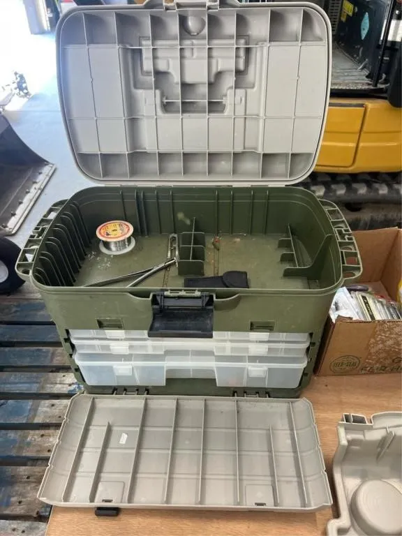 Flambeau tackle box and tackle 18x11x12in tall