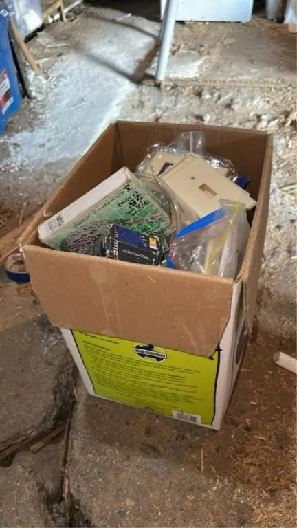 Box of various electrical supplies