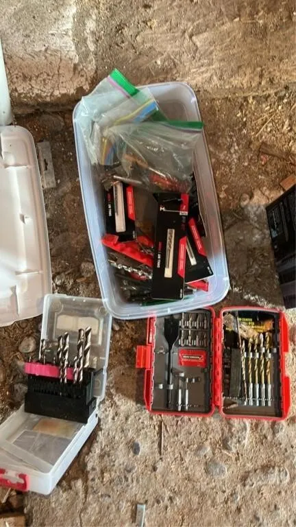 Container of assorted drill bits